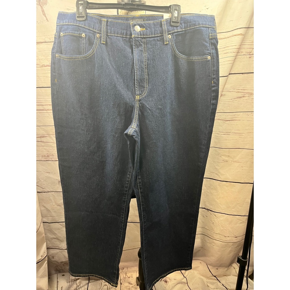 Free Assembly Womens Mid Rise Relaxed Leg Ankle Jeans Dark Wash Blue Size 14